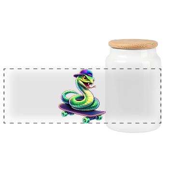 Neon Skate Snake Skateboard Animal - Panorama Keksdose mit Holzdeckel - Weiß - Vorne