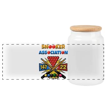 Emblème du snooker : Boules et queues (147/22) - Boîte à biscuits avec couvercle en bois - blanc - Devant