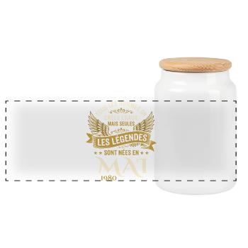 Anniversaire Mai 1980 - Boîte à biscuits avec couvercle en bois - blanc - Devant