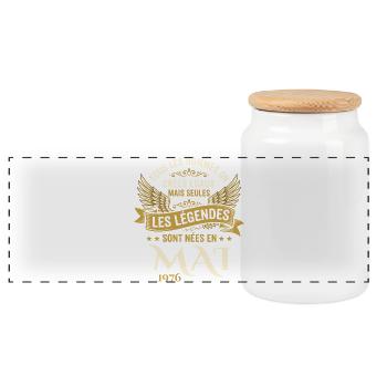 Anniversaire Mai 1976 - Boîte à biscuits avec couvercle en bois - blanc - Devant