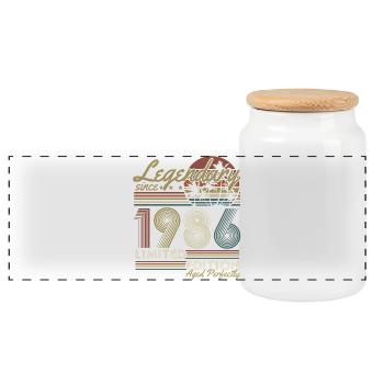 Cadeau rétro vintage d’anniversaire 1986 - Boîte à biscuits avec couvercle en bois - blanc - Devant