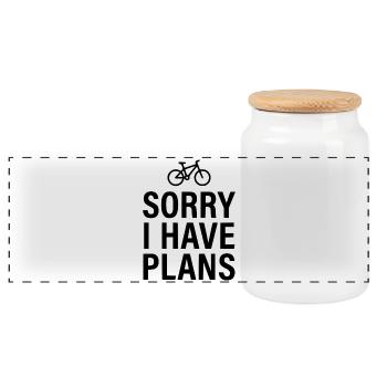 Bicycle Sorry I Have Plans MTB Funny - Panoramic Cookie Jar with Wooden Lid - white - Front