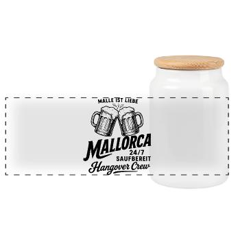 Malle ist Liebe - Mallorca 24/7 Saufbereit - Panorama Keksdose mit Holzdeckel - Weiß - Vorne
