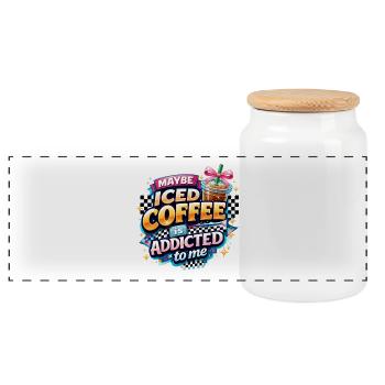 Accro au café glacé Accro au café Café Dit - Boîte à biscuits avec couvercle en bois - blanc - Devant