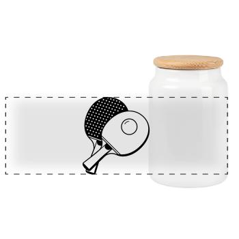 Tennis de table - Boîte à biscuits avec couvercle en bois - blanc - Devant