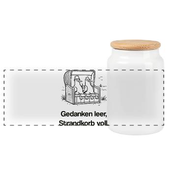 Strandkorb Möwen Shirt – lustiges Nordsee Meme  - Panorama Keksdose mit Holzdeckel - Weiß - Vorne