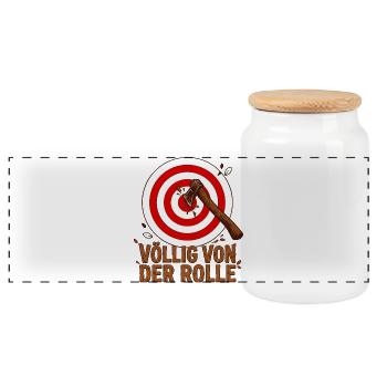 Axtwerfen, Sport Hobby Zielscheibe - Panorama Keksdose mit Holzdeckel - Weiß - Vorne