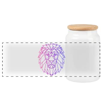 Lion T-Shirt Neon – Lion Shirt Men Women - Panoramic Cookie Jar with Wooden Lid - white - Front