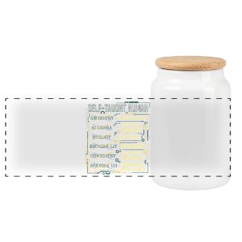 Home Schooling - Panoramic Cookie Jar with Wooden Lid - white - Front