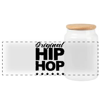 Hip-hop original - Boîte à biscuits avec couvercle en bois - blanc - Devant