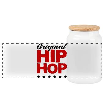 Hip Hop Schriftzug Rot Distressed - Panorama Keksdose mit Holzdeckel - Weiß - Vorne