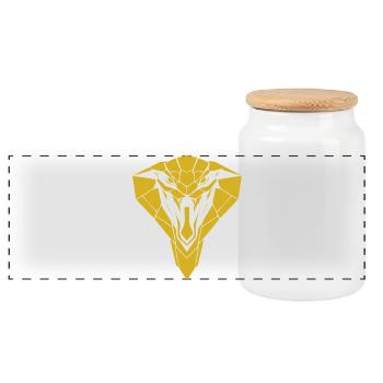 Geometric Gold Cobra Silhouette - Panoramic Cookie Jar with Wooden Lid - white - Front