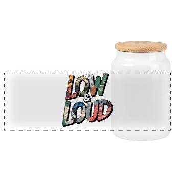 Tuning Spruch Low and Loud Camo Design - Panoramic Cookie Jar with Wooden Lid - white - Front