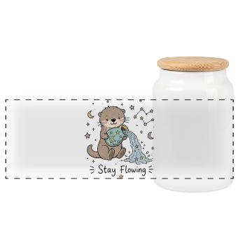 Loutre Astro Verseau – Reste en flux - Boîte à biscuits avec couvercle en bois - blanc - Devant