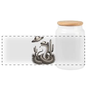 Western Alien UFO Cowboy Snake Desert Mystery - Panorama Keksdose mit Holzdeckel - Weiß - Vorne