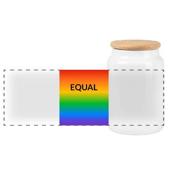 Rainbow Equal LGBT Pride Month - Panoramic Cookie Jar with Wooden Lid - white - Front