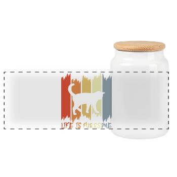 Cats Wit - Panoramic Cookie Jar with Wooden Lid - white - Front