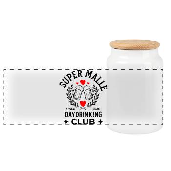 Malle 2026 Super Malle Daydrinking Club - Panoramic Cookie Jar with Wooden Lid - white - Front