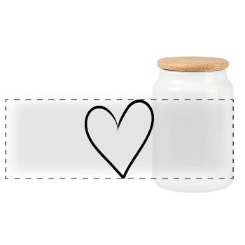 Hand Drawn Heart Line Art - Panoramic Cookie Jar with Wooden Lid - white - Front