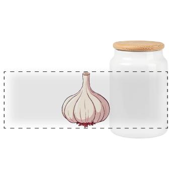 Knoblauch - Panorama Keksdose mit Holzdeckel - Weiß - Vorne