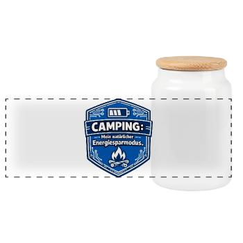 Mode camping économe d’énergie - Boîte à biscuits avec couvercle en bois - blanc - Devant
