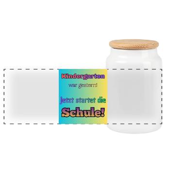 Kindergarten war gestern- Jetzt startet die Schule - Panorama Keksdose mit Holzdeckel - Weiß - Vorne