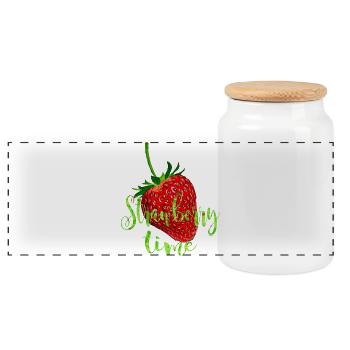 Fraise avec expression - Boîte à biscuits avec couvercle en bois - blanc - Devant