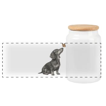 Illustration de teckel avec chien papillon - Boîte à biscuits avec couvercle en bois - blanc - Devant