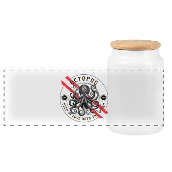 Octopus Kraken Tentakel Diving Tauchen Meerestier - Panorama Keksdose mit Holzdeckel - Weiß - Vorne
