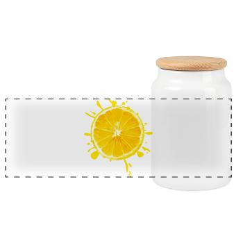 Citrus Splash Yellow - Panoramic Cookie Jar with Wooden Lid - white - Front