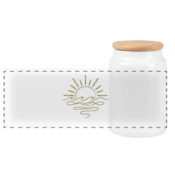 Boho Sonne und Meer - Panorama Keksdose mit Holzdeckel - Weiß - Vorne