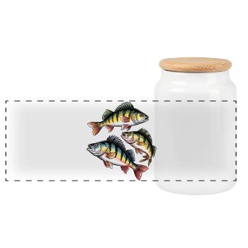 Motif de perche - Boîte à biscuits avec couvercle en bois - blanc - Devant