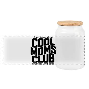 Mama Geschenk Muttertag - Cool Moms Club - Panorama Keksdose mit Holzdeckel - Weiß - Vorne