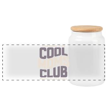 Mama Geschenk Muttertag - Cool Moms Club - Panorama Keksdose mit Holzdeckel - Weiß - Vorne