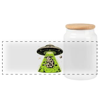 Enlèvement de vache extraterrestre Étrange-cœur surréaliste - Boîte à biscuits avec couvercle en bois - blanc - Devant