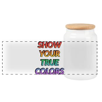Show Your True Colors LGBT Pride - Panoramic Cookie Jar with Wooden Lid - white - Front
