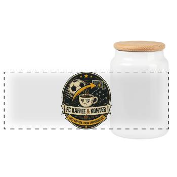 FC Kaffee & Konter - Panorama Keksdose mit Holzdeckel - Weiß - Vorne