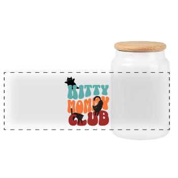 Kitty Mommy club - Panoramic Cookie Jar with Wooden Lid - white - Front