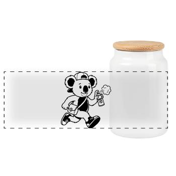 graffiti - Panoramic Cookie Jar with Wooden Lid - white - Front
