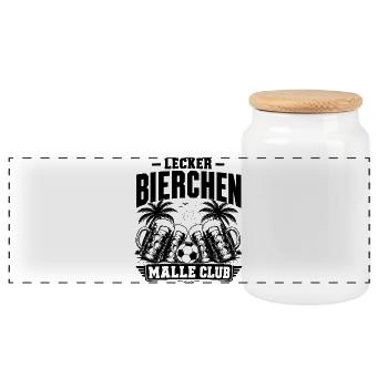 Lecker Bierchen Malle Club 2026 - Panorama Keksdose mit Holzdeckel - Weiß - Vorne