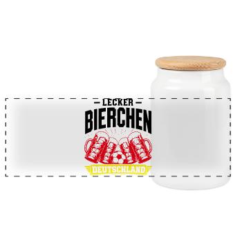 Lecker Bierchen Deutschland Fußball Edition - Panorama Keksdose mit Holzdeckel - Weiß - Vorne