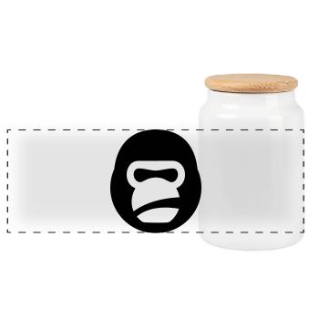 Gorilla Kettlebell – Logo de la bête de gym - Boîte à biscuits avec couvercle en bois - blanc - Devant