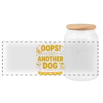 Oops I Got Another Dog - Dog Dog Owner - Panoramic Cookie Jar with Wooden Lid - white - Front