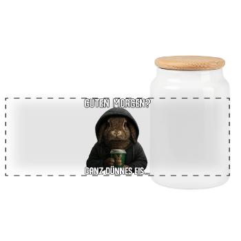 Guten Morgen Ganz Dünnes Eis Kaninchen Humor - Panorama Keksdose mit Holzdeckel - Weiß - Vorne