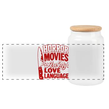 Horror Movies Are My Love Language - Panorama Keksdose mit Holzdeckel - Weiß - Vorne