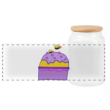 Muffin Kuchen Bienen Insekten Kinder  - Panorama Keksdose mit Holzdeckel - Weiß - Vorne