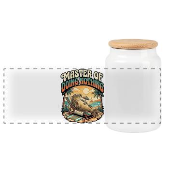 Carp Angler - Panoramic Cookie Jar with Wooden Lid - white - Front