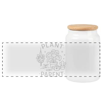 Plant Love Line Art - Panoramic Cookie Jar with Wooden Lid - white - Front