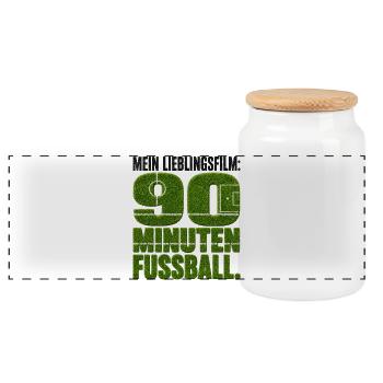 Mein Lieblingsfilm: 90 Minuten Fussball - Panorama Keksdose mit Holzdeckel - Weiß - Vorne