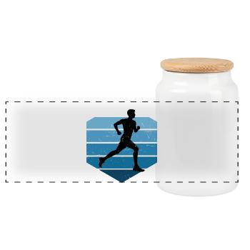Geschenkidee für einen Running mit Running - Panorama Keksdose mit Holzdeckel - Weiß - Vorne